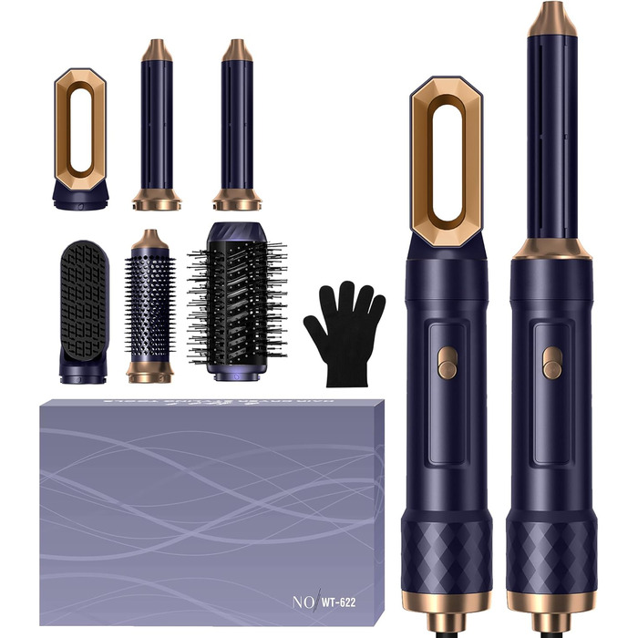 Набір для укладки волосся 5 в 1: фен, плойка, щітка, термощітка, стайлер (блакитний)