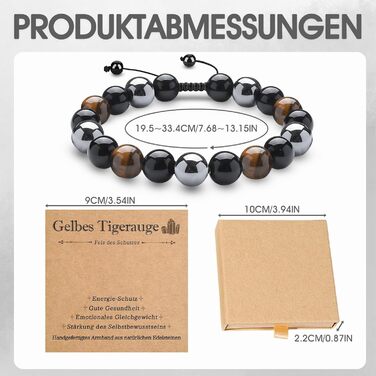 Браслет з тигровим оком та чорним турмаліном, браслет з обсидіану та гематиту, захисний браслет, подарунок для друзів, чоловіка, батька (Braid-A01)