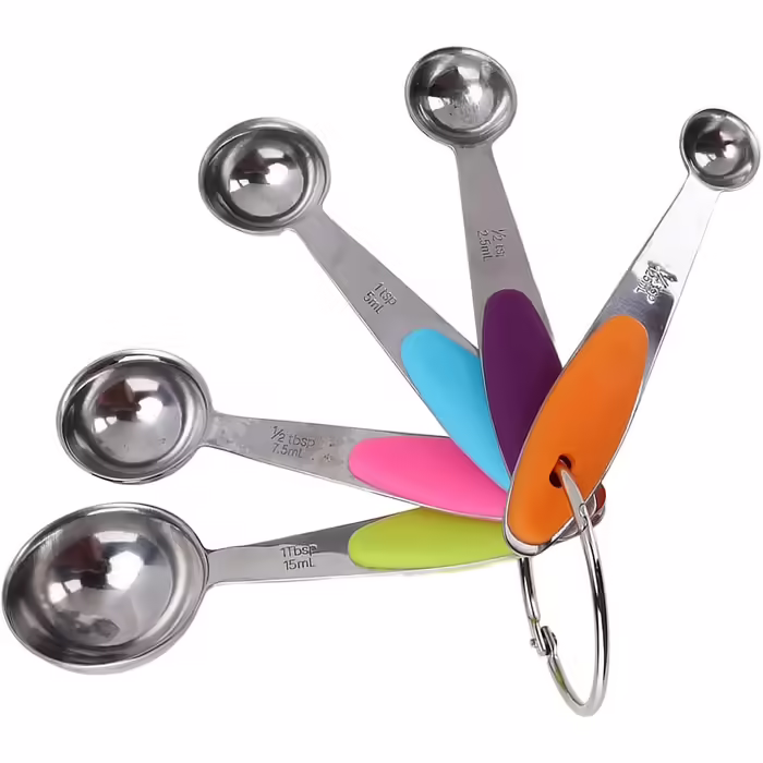 Measuring Spoon Set, 10-Piece Measuring Cup and Spoon Set, Stainless Steel Measuring Spoons with Silicone Handles, Durable Stackable Measuring Cup and Spoon Set for the Kitchen