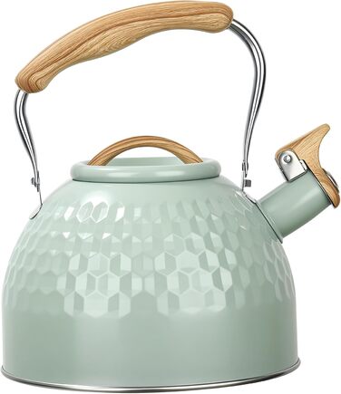 BEZORR Чайник-свисток з нержавіючої сталі, 3 літри, Ретро дизайн, для плити, індукції, газової, керамічної