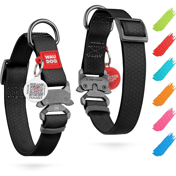 Водонепроникний нашийник для собак WAUDOG: великі, середні та малі породи. Регульований, металевий замок, 31-49 см, 25 мм ширина