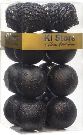 Шарм-кулі Busybee для ялинки, 30 шт, 6 см, чорні, пластикові прикраси для різдвяного дерева