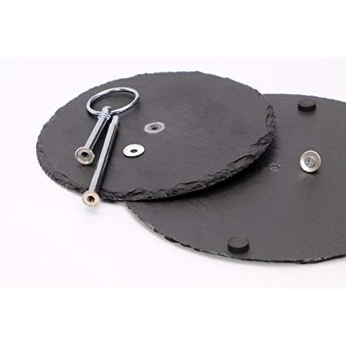 Трьох'ярусна етажерка APS з шиферних плит, акціяція з дерева акації, діаметри 30, 25, 20 см, висота 34 см