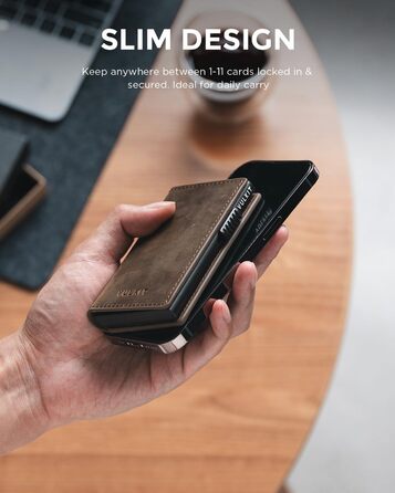 VULKIT Картхолдер Pop-Up RFID Захист Шкіряний Гаманець для 11 Карт та Грошей Crazy Horse Espresso