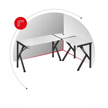 Кутовий ігровий стіл Huzaro Hero 6.3, білий