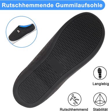 Чоловічі домашні тапочки BIAL з піною з пам'яті, антиковзкі, теплі, з плюшевою підкладкою, для дому та вулиці (42/43 EU, Глибокий небесно-блакитний)