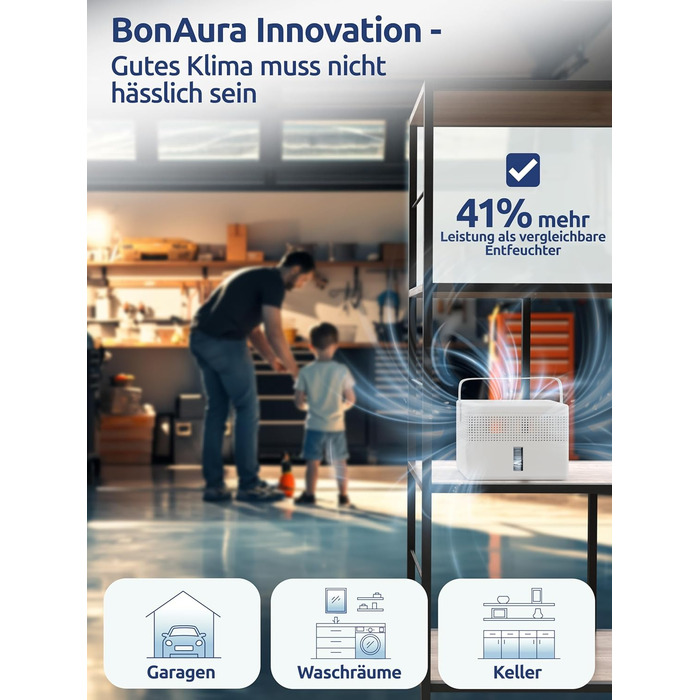 Безструменевий осушувач повітря BonAura® - для підвалів, ванних кімнат та інших приміщень. В комплекті 980г осушувального грануляту. Захист від плісняви (2 X Airone Max)
