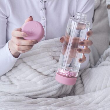 Пляшка для води VitaJuwel inu! CRYSTAL Blossom Rose з гірським кристалом та рожевим кварцем, для індивідуалістів, преміум-якість