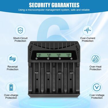 Зарядний пристрій для акумуляторів AXFEE: універсальна база для зарядки Ni-Mh/Ni-Cd AA AAA акумуляторів з LCD-дисплеєм та підтримкою 18650. Швидка зарядка 2000mAh. 4 слоти.