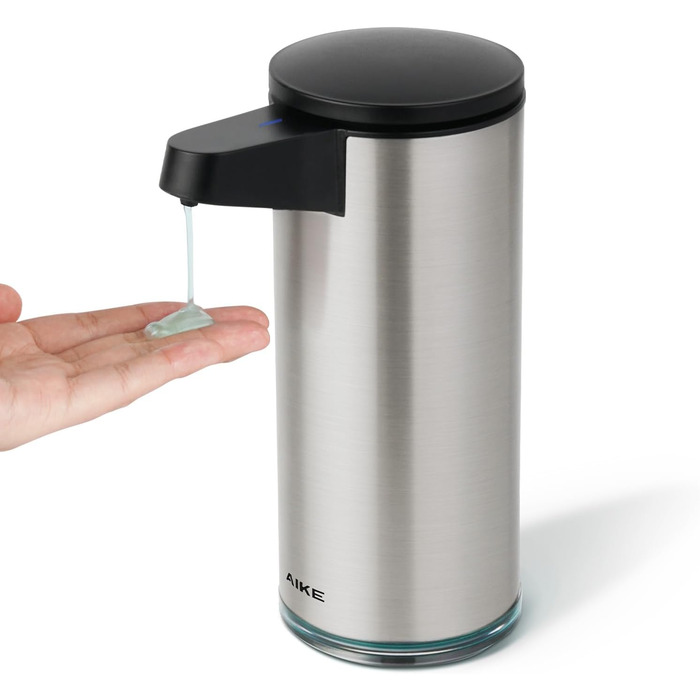 AIKE 380ml Automatic Touchless Soap Dispenser, USB Rechargeable, Stainless Steel Soap Dispenser for Bathroom & Kitchen, Model AK1333S