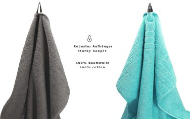 Набір махрових рушників Betz 8-TLG Deluxe, 100% бавовна, 8 предметів (баня, душ, обличчя, для рук), антрацит та бірюзовий