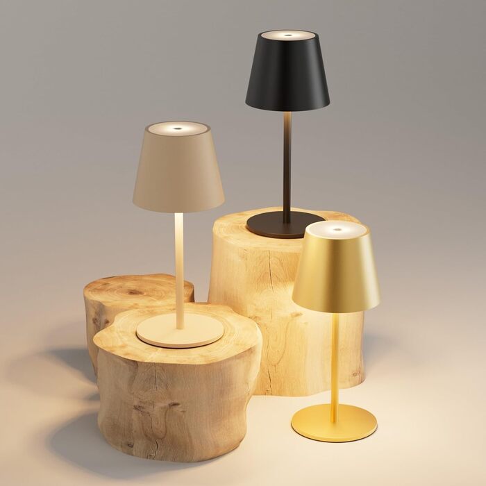 Акумуляторний світлодіодний настільний світильник 26 см, 5000mAh, IP54, хакі - кемпінговий ліхтар для ресторану, спальні, бару