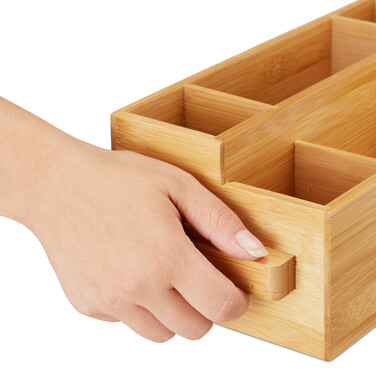 Bamboo Cutlery Holder with Napkin Holder