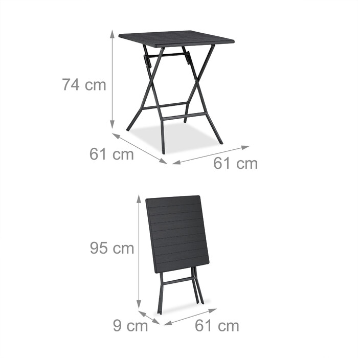 Relaxdays Balcony Furniture Set, 3-Piece, Wood-Look