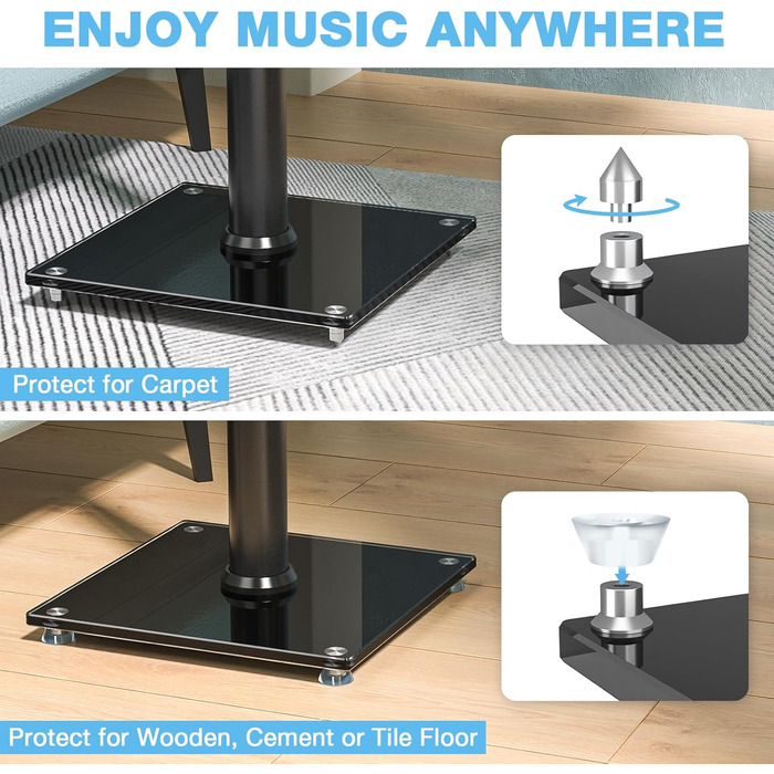 Підставка для акустики 5Rcom з кабелепроводом, регульована висота, для саундбарів та студійних моніторів, 5 кг вантажопідйомність