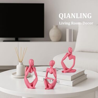 Набір керамічних ваз – 3 шт. Вази в стилі фермерського дому, декор для дому, вітальні, столу, каміну та входу (Рожевий)