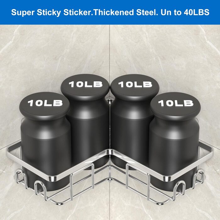 Набір з 3 кутових полиць для душу без свердління, вологостійкий та антикорозійний, органайзер для ванної кімнати, тримач для шампуню та гелю для душу (чорний та срібний)