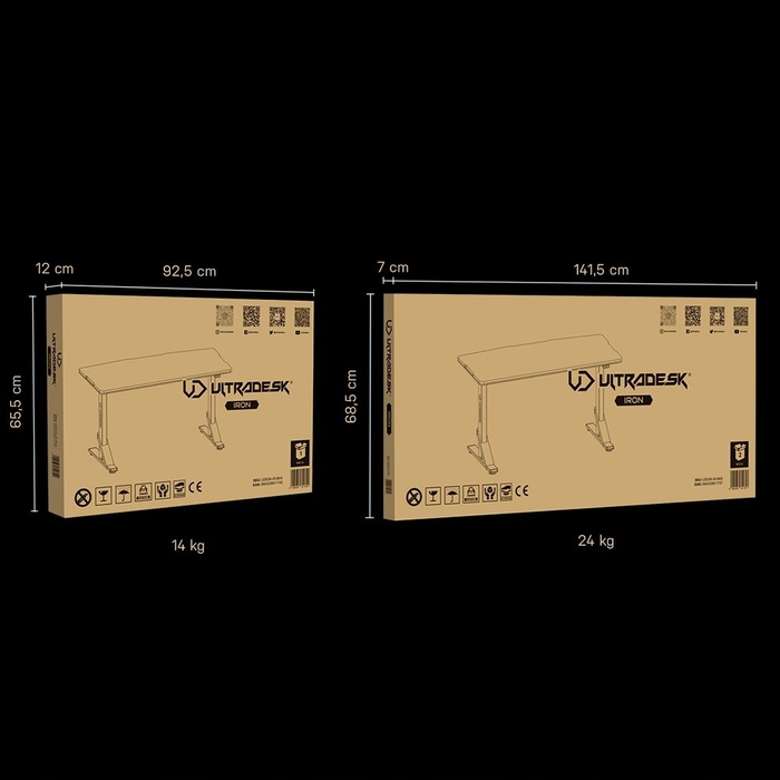 Ігровий стіл Ultradesk IRON WHITE, 132,5x60,5 см, регулювання висоти 71-81 см