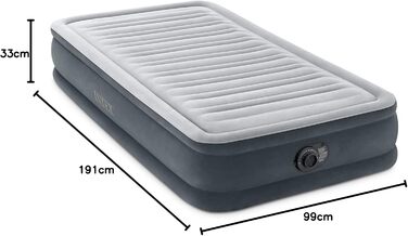 Надувний матрац Intex Twin Comfort-Plush Fiber-Tech RP 99x191x33 см (67766ND) - односпальний, для дому та відпочинку