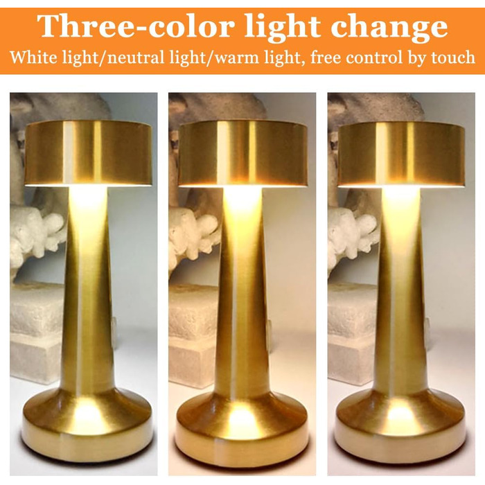 LED торшер настільний бездротовий, 2 шт. з сенсорним керуванням, 3 режими, 2000mAh, тепле світло для спальні та нічного столика