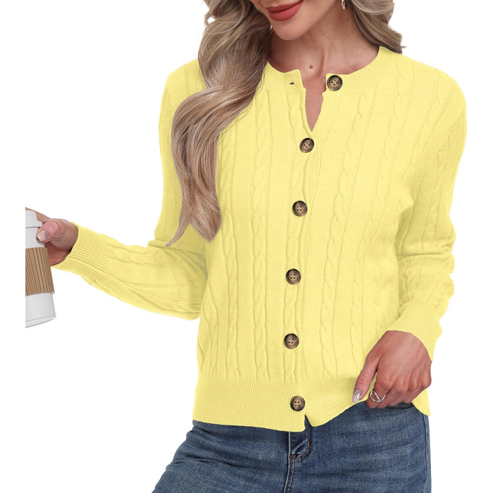 Жіночий в'язаний кардиган GRECEREE з V-подібним вирізом та кишенями (сірий, M)