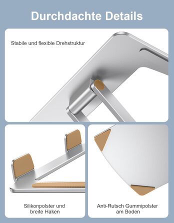 Підставка для ноутбука, алюміній, ергономічна, регульована висота, складна, з вентиляцією, для MacBook Air/Pro та ноутбуків 10-16