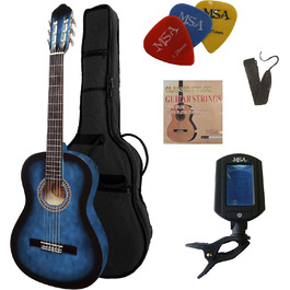 Набір для лівої руки: Класична гітара LINKSHAND, блакитна, з чохлом, струнами та тюнером. Матеріал деки - липа. Модель C23L