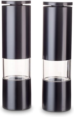 Набір для перцю та солі Echtwerk: 2 шт., ручна, з керамічним подрібнювачем, нержавіюча сталь, для перцю, солі та чилі (Black Edition)