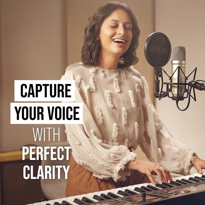 Мікрофон RØDE NT1-A з ниркоподібною характеристикою, комплект з паузозахистом, поп-фільтром та XLR-кабелем для запису вокалу, музики, стрімінгу та подкастингу (NT1 5th Gen Silver)