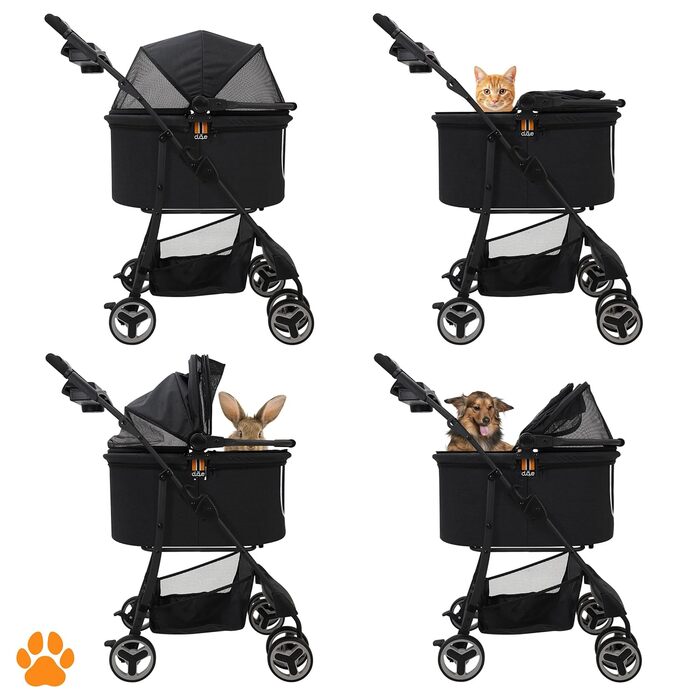 Візок-переноска для собак 2-в-1 CECE | Складана переноска з кошиком для покупок | Візок та переноска для собак - Чорний Меланж