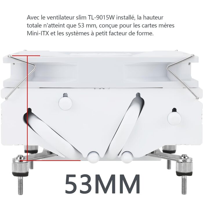 Thermalright AXP90-X53: Низькопрофільний кулер для CPU з білим вентилятором TL-9015w, 53 мм, для AMD AM4/Intel 1700/1150/1151/1155/1156/1200