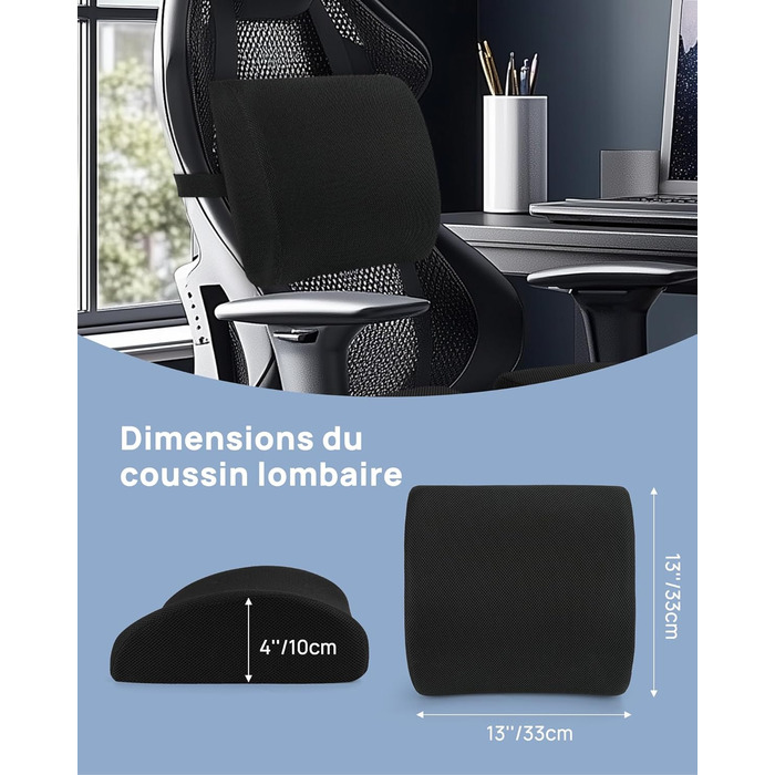 Ортопедична подушка для сидіння Feagar з memory foam, ергономічна подушка для офісного крісла, інвалідного візка, автокрісла, подушка для куприка, чорна (набір, XL (90-150 кг))