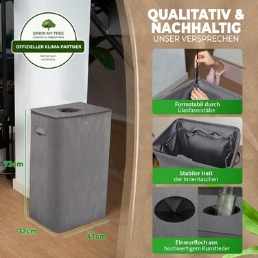 Deposit bottle collection container with lid and carry bag | Deposit container with slot | Ideal bottle organizer for collecting deposits, bottle collector, empty container for kitchen - black (Gray without print)