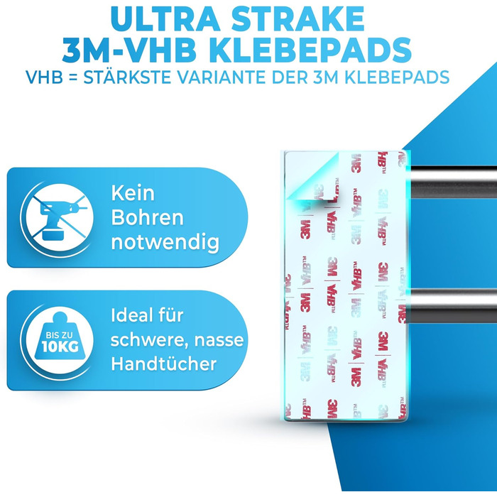 Тримач для рушників без свердління 60 см, нержавіюча сталь, для ванної кімнати, душової кабіни, кухні. В комплекті 2 гачки. Срібний колір