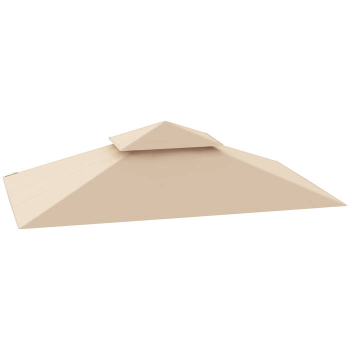 Outsunny Replacement Canopy for Gazebo 1.5 m x 2.4 m - Replacement Canopy Only, Double-Tiered Protective Cover, Water-Resistant Outdoor Canopy, Roof Suitable for Outdoor Grill Tent, Beige | Aosom