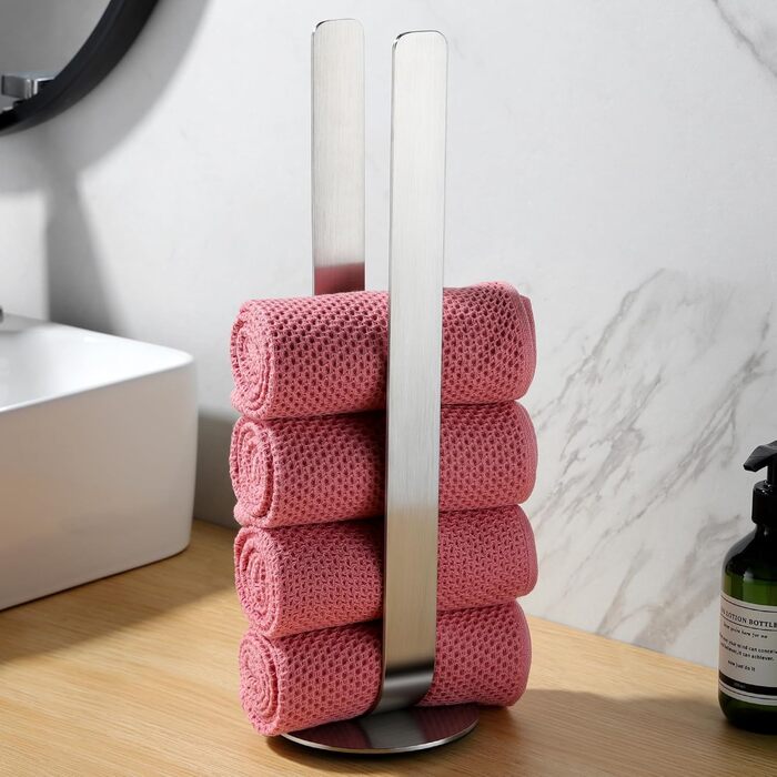 Тримач для рушників ZUNTO без свердління, для гостей, самоклеючий, штанга для рушників з нержавіючої сталі, 40 см, сріблястий (стійкий)