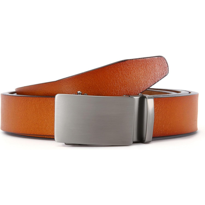 Чоловічий шкіряний ремінь на пряжці, автоматична застібка, 35 мм, регульований, 130 см, для костюма та ділового одягу (колір Y-brown)