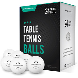 PRO SPIN Table Tennis Balls - 3 Star 40+ White Table Tennis Balls | High-Quality ABS Training Balls | Durable for Indoor & Outdoor Play, Competition (24 Pack)