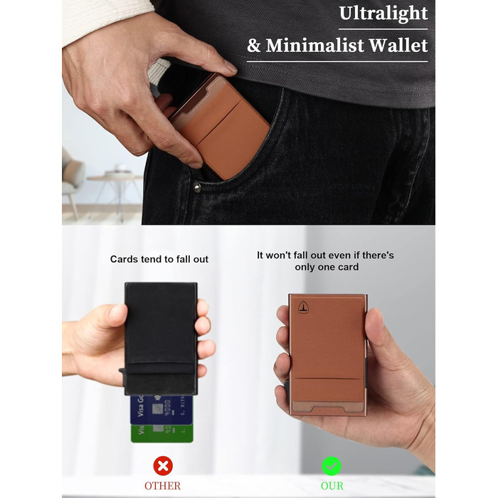 Гаманець-органайзер для карток RFID захистом, Pop-up, з відділенням для монет, коричневий (1 шт.)