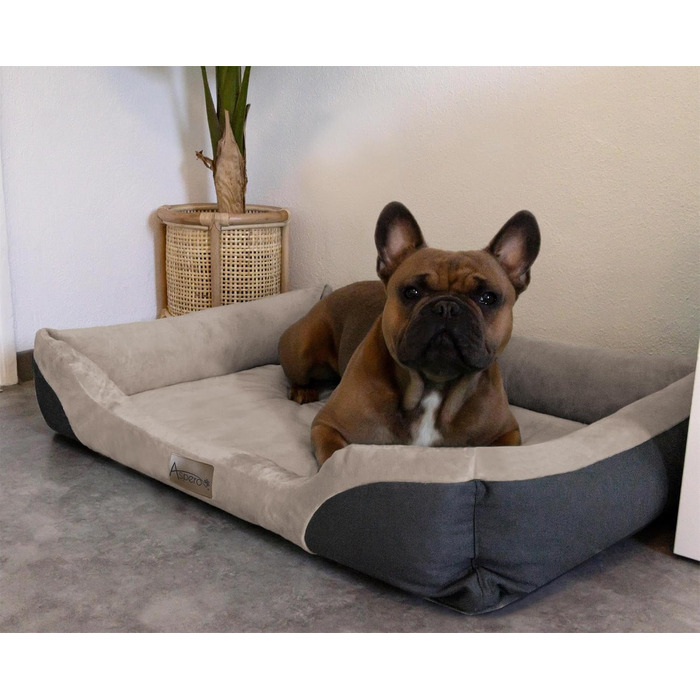 Крісло-ліжко для собак - м'яке ліжко-кошик з високим бортиком, 40x50 см, бежеве