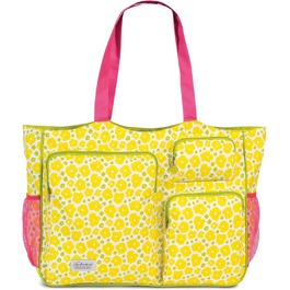 Fabrizio Large XXL Tote Bag, Many Pockets, Travel Bag, Leisure Bag, Summer with Zipper (Pink/Melon)