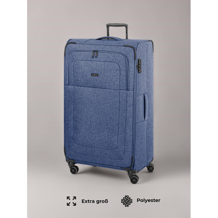 Набір валіз REDOLZ 3 шт. для жінок та чоловіків | Легкі та стабільні валізи-тролі, якісний Softcase, 4 подвійні колеса та TSA-замок | Розширювані з деhnfalten (Essentials 12) (Blue, XL розмір (90 см), 4 колеса)