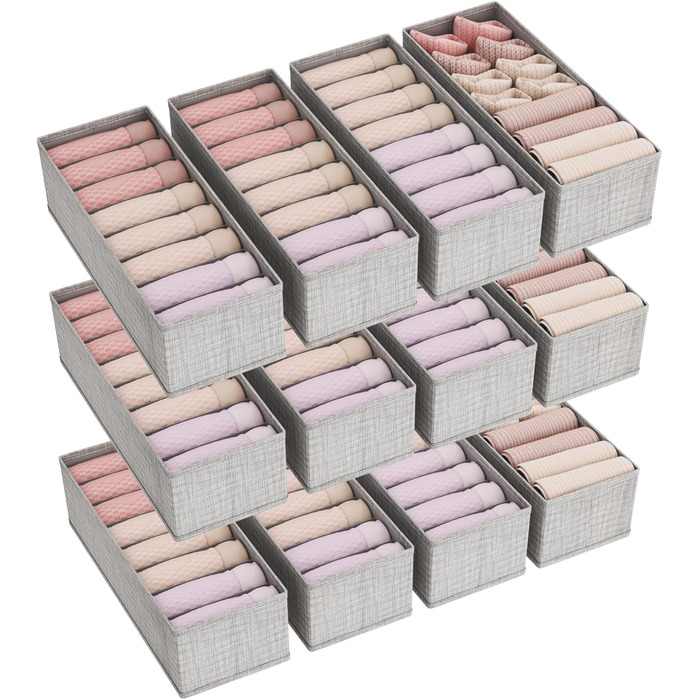 Lifewit 10-Piece Hemnes Organizer Set for Dresser, Changing Table, Closet Organizer, Drawers, Organization System for Changing Supplies, Baby Clothes, Socks, Bras, Underwear (12-Piece Pack for HEMNES 160cm)