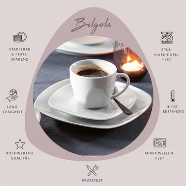 Набір кавових чашок SÄNGER Bilgola (12 шт.) з порцеляни, 150 мл, для 6 осіб, білий, преміум-якість