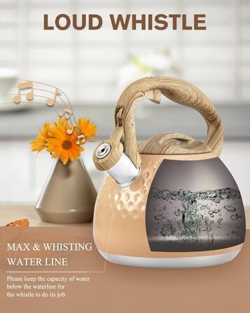 Чайник для заварювання Teekessel 2,7 л з зеленим покриттям та дерев'ястим малюнком, з носиком, з нержавіючої сталі, антигарячий ручка оливкового кольору