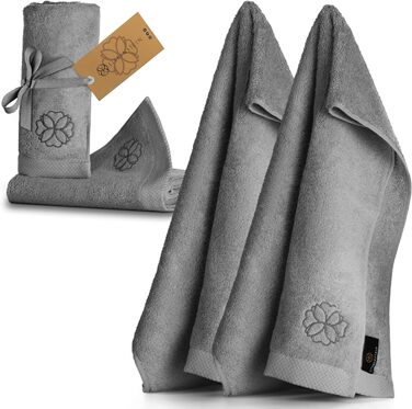 Liebenstein® Premium Towel Set - in anthracite - 2 shower towels 70x140 cm and 2 hand towels 50x100 cm made of finest cotton with 550 g/m² - exceptionally soft and absorbent
