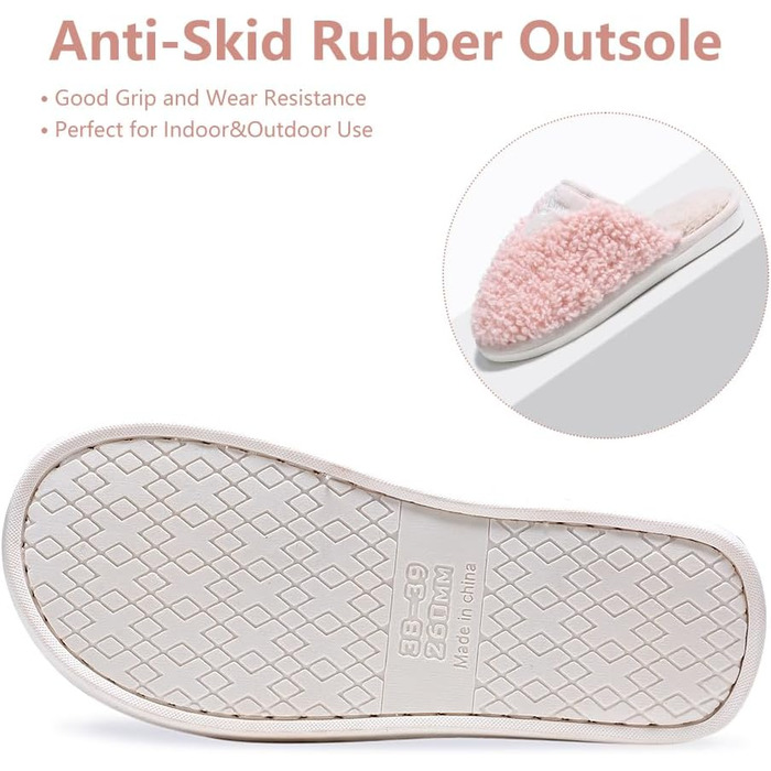 Тапочки жіночі зимові, чоловічі, з плюшу, теплі, м'які, зручні, з антиковзким покриттям, з пам'яті ефекту, 37.5/38.5 EU, рожеві
