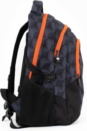 Ергономічний шкільний рюкзак Budmil для хлопчиків та дівчаток 32L - для підлітків та дітей від 5 класу - водонепроникний, з 3 відділеннями та вентильованою спинкою (Edwin Orange)
