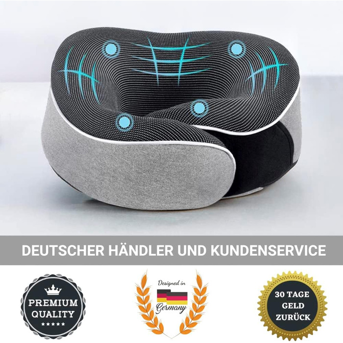 AIRTH® Подушка для шиї з піною Memory Foam 360° з кріпленням на липучці - Ергономічна підтримка шиї з знімним чохлом для максимального комфорту та відпочинку (Світло-сіра)