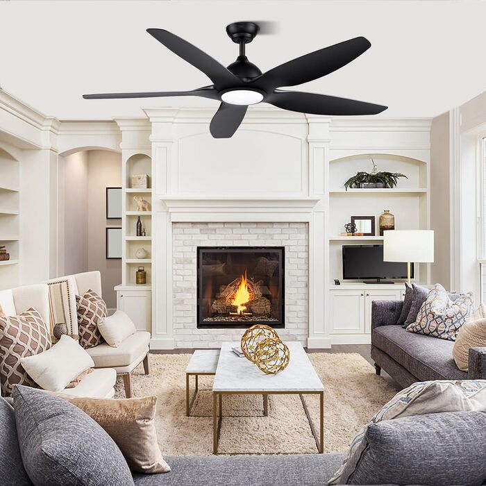 Стеляний вентилятор Newday 153см, чорний з підсвіткою та пультом, 5 лопастей, DC мотор, регулювання швидкості, таймер, для дому